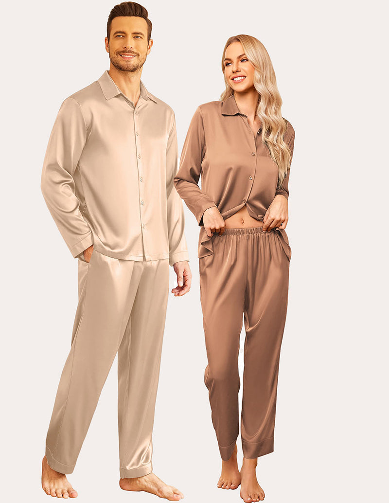 Silk Satin Matching Couples Pajamas Set (US Only)