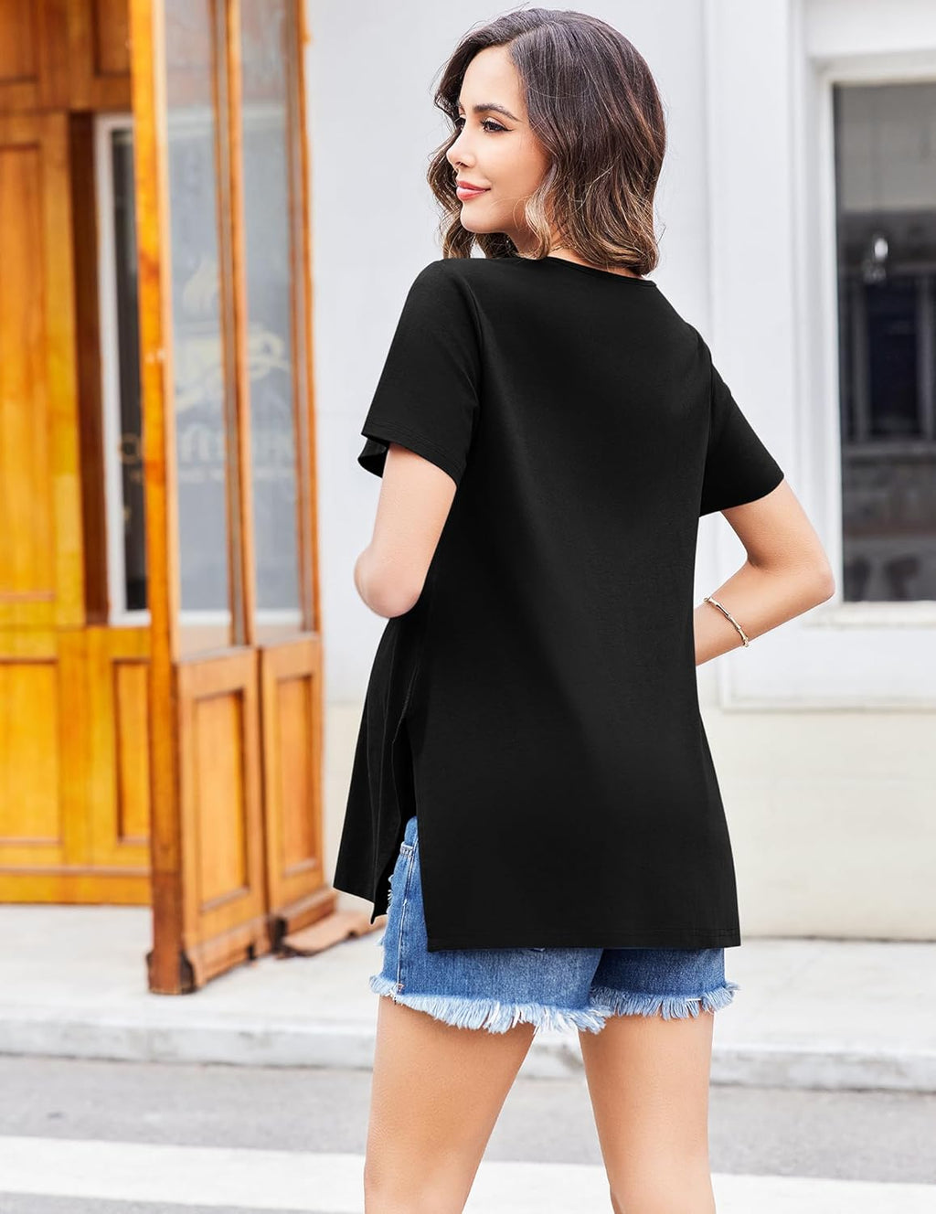 Maternity Shirts Short Sleeve Split Side Tops
