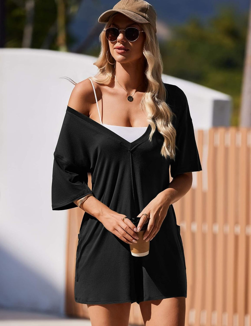 Rompers for Women Oversized Reversible Baggy T-shirt Jumpsuit