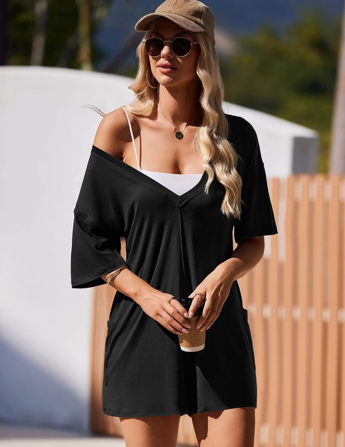 Rompers for Women Oversized Reversible Baggy T-shirt Jumpsuit