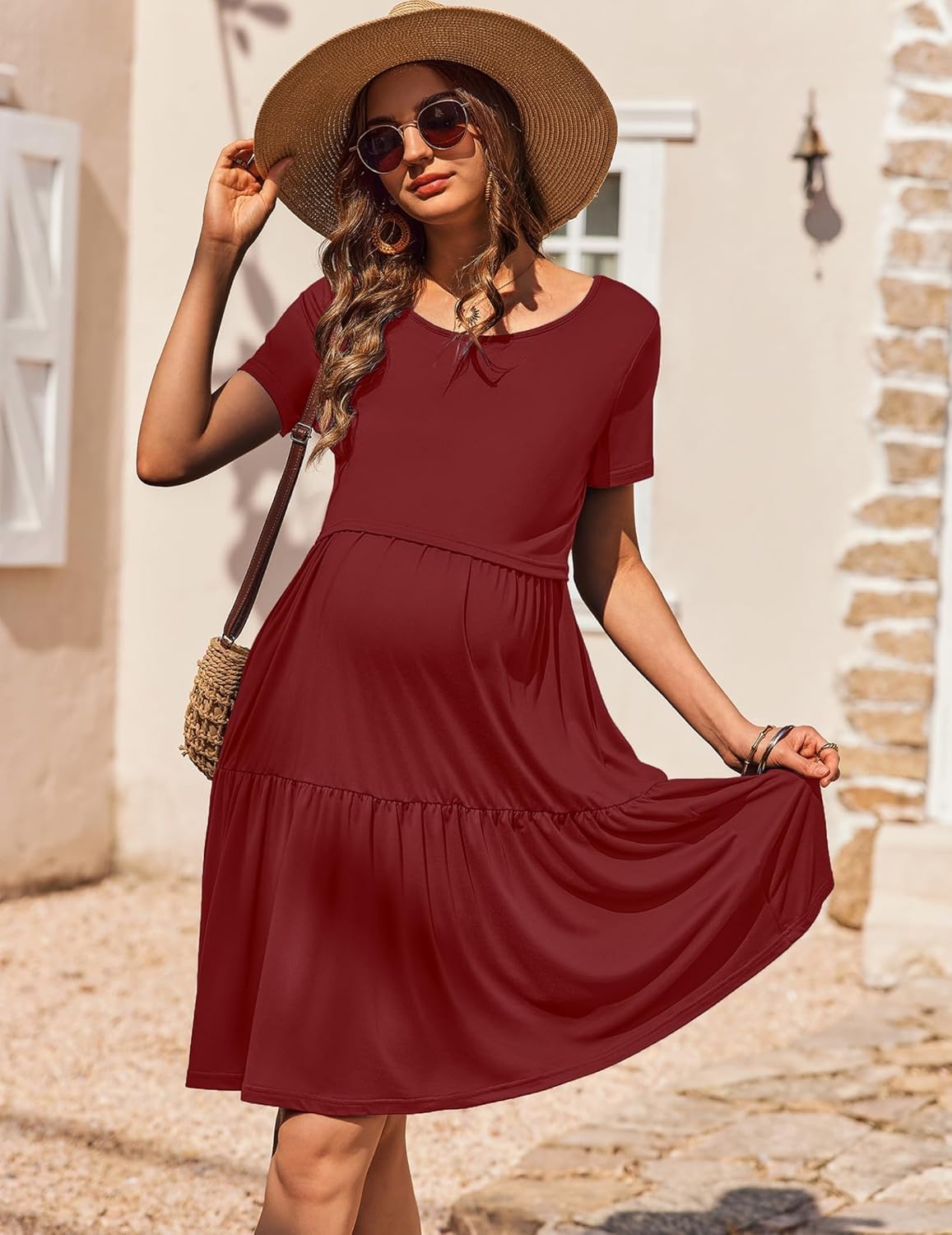 Breastfeeding Knee Length Maternity Dresses