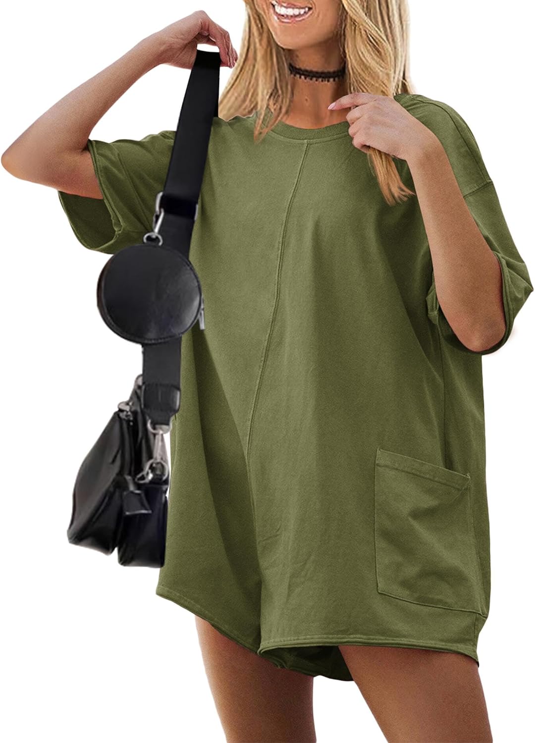 Rompers for Women Oversized Reversible Baggy T-shirt Jumpsuit