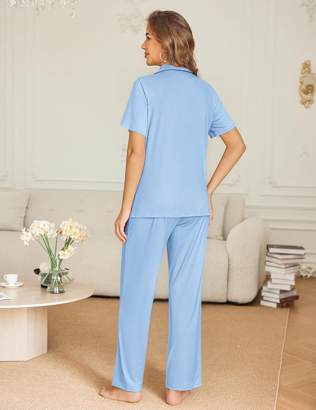 Button Down Pjs 2 Piece Set Short Sleeve Sleepwear