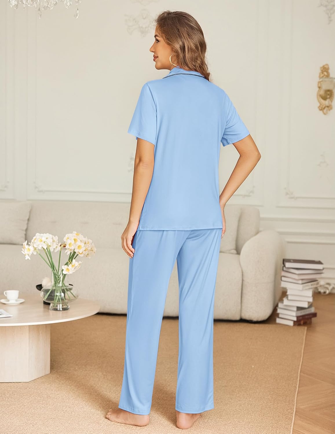 Button Down Pjs 2 Piece Set Short Sleeve Sleepwear