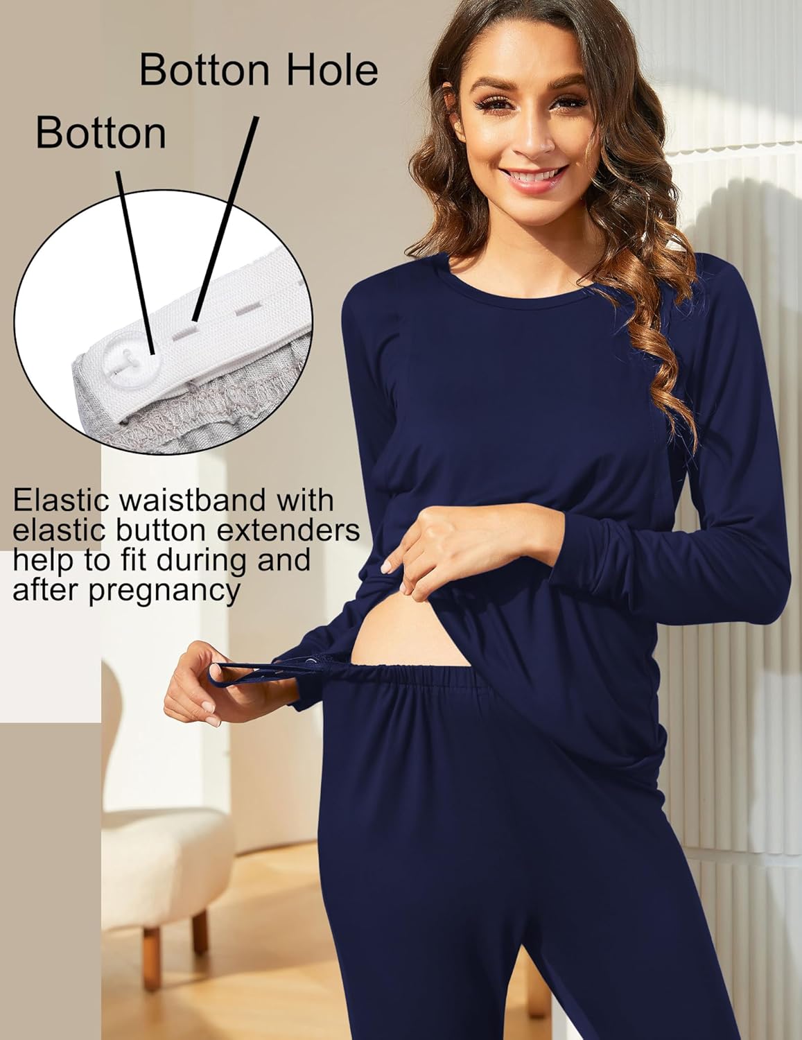Teddy Pajama Set Long Sleeve Maternity Sleepwear