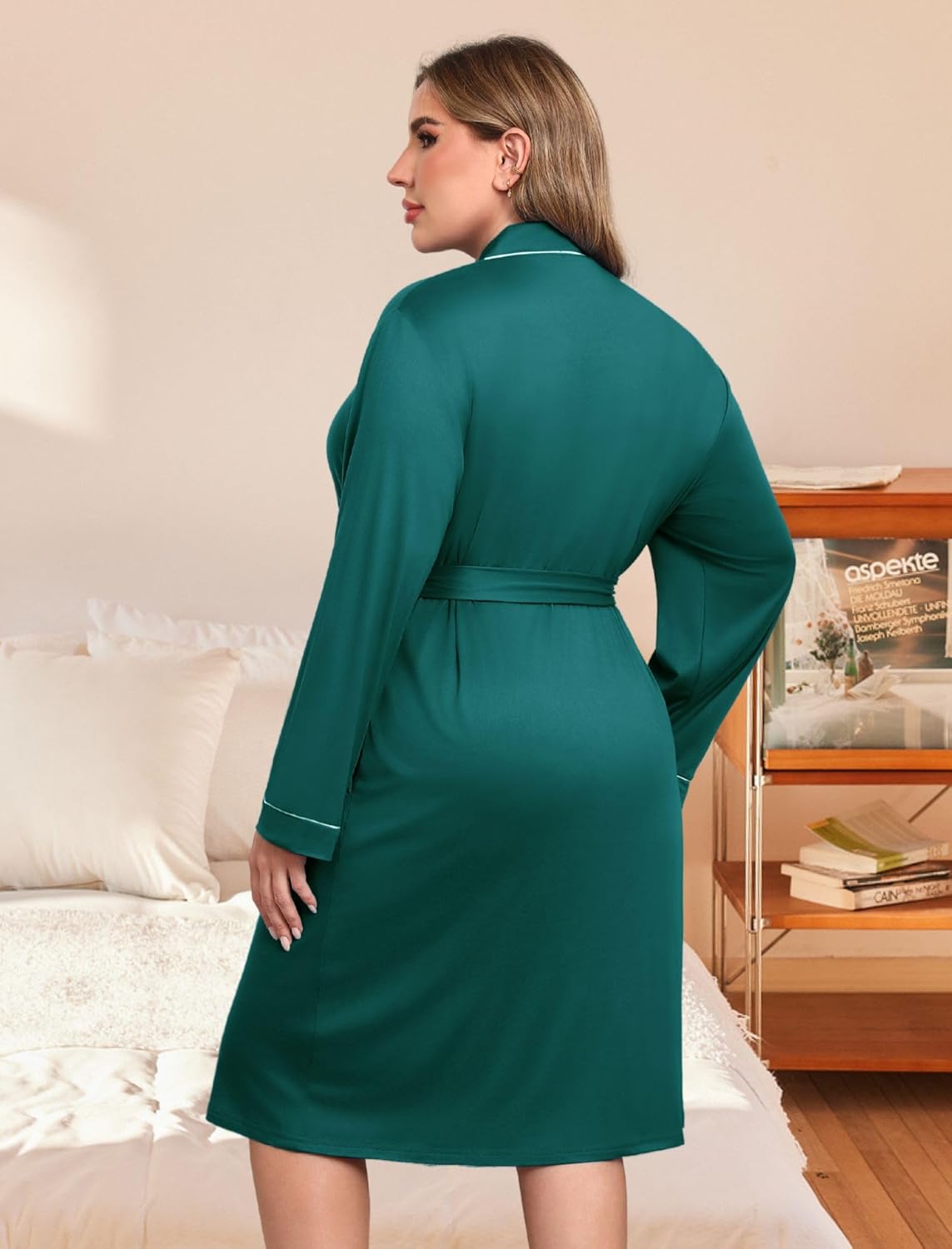 Plus Size Robes Women Lightweight Bathrobe V Neck Kimono