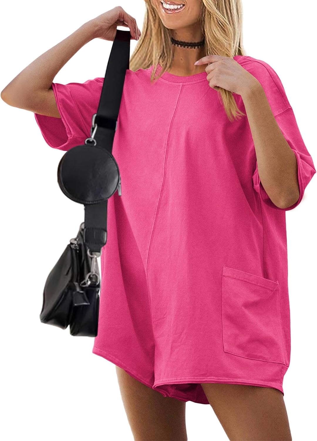 Rompers for Women Oversized Reversible Baggy T-shirt Jumpsuit
