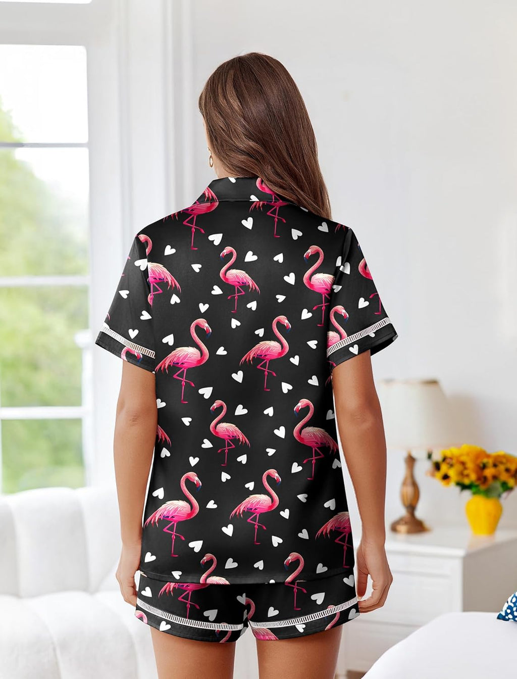 Silk Pajama Sets Button Up Satin Pjs 2 Piece Sets