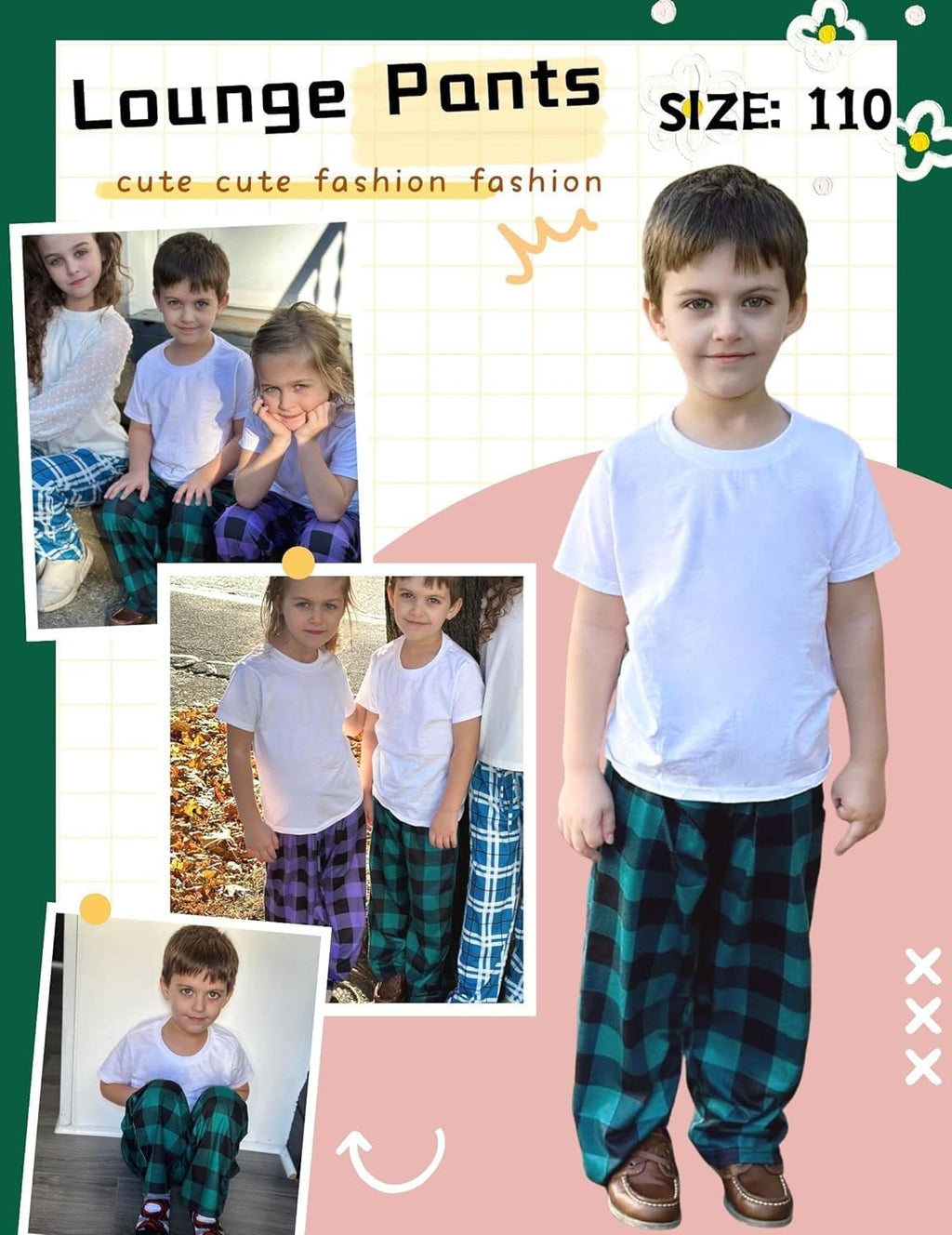 Boys 3 Pack Plaid Lounge Pants with 2 Pockets