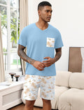 Mens Pajamas Set Soft Lounge Set V Neck Sleep Nightwear