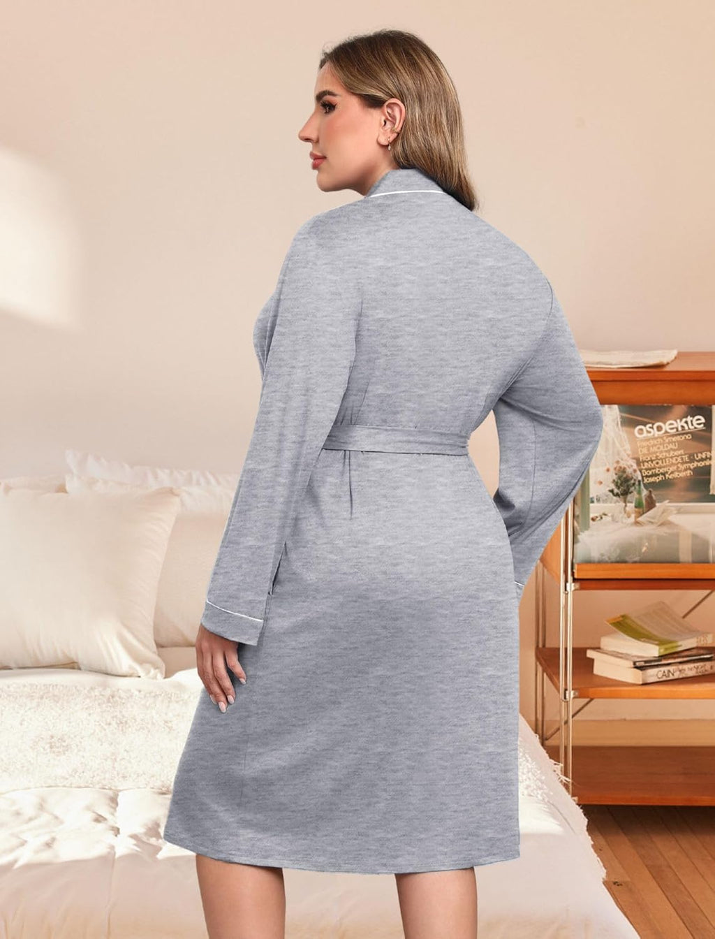 Plus Size Robes Women Lightweight Bathrobe V Neck Kimono