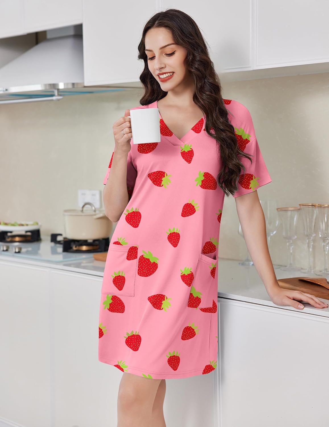 Nightgowns for Women Short Sleeve Sleep Shirt