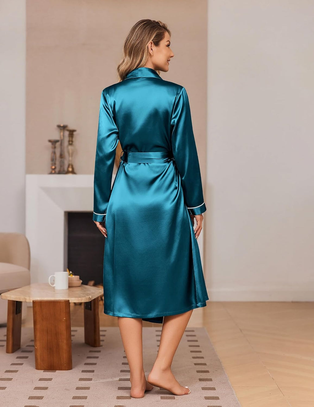 Silk Robes Shawl Collar Satin Long Bride Wedding Party Robe