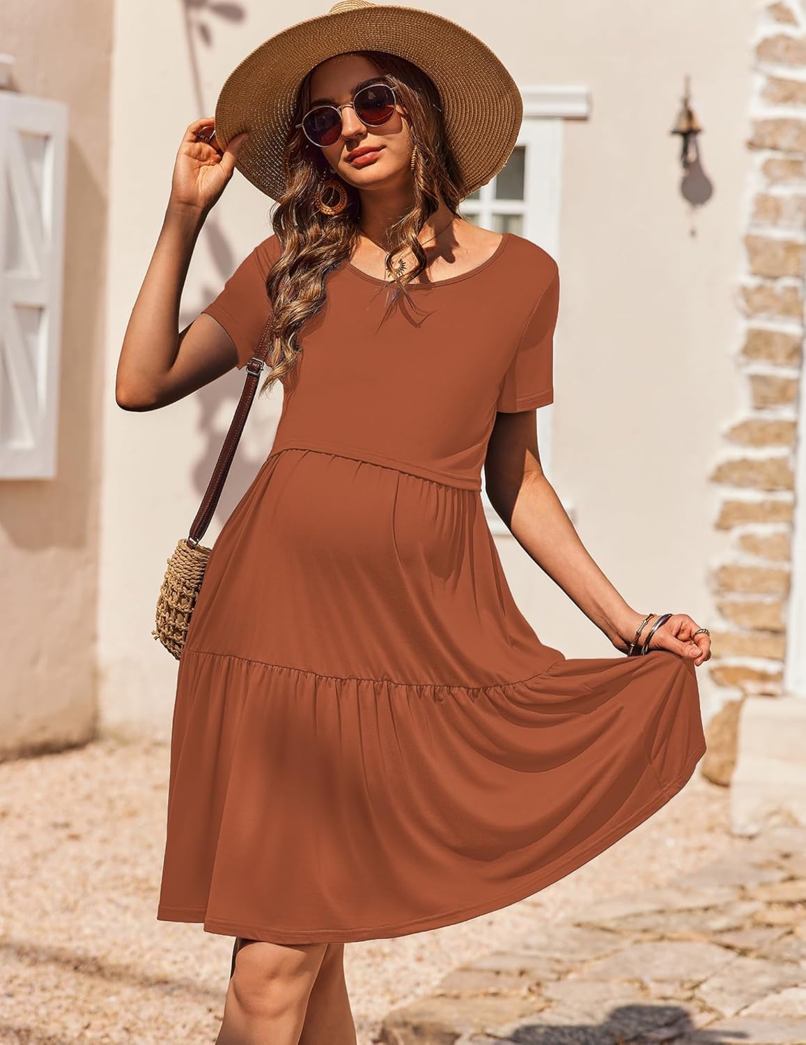 Breastfeeding Knee Length Maternity Dresses