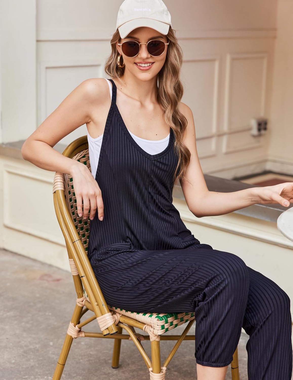Jumpsuits for Women Sleeveless Ribbed Overall Jumpsuit Romper