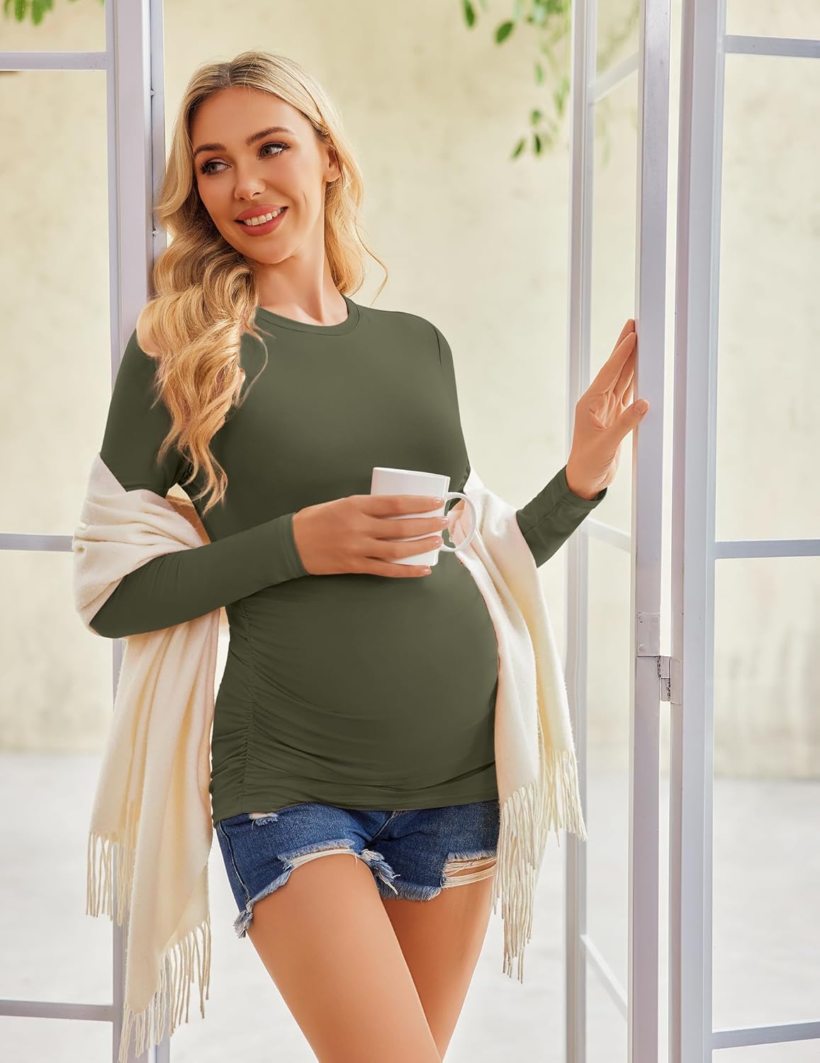 3 Packs Maternity Shirts Long Sleeve Tee Tops