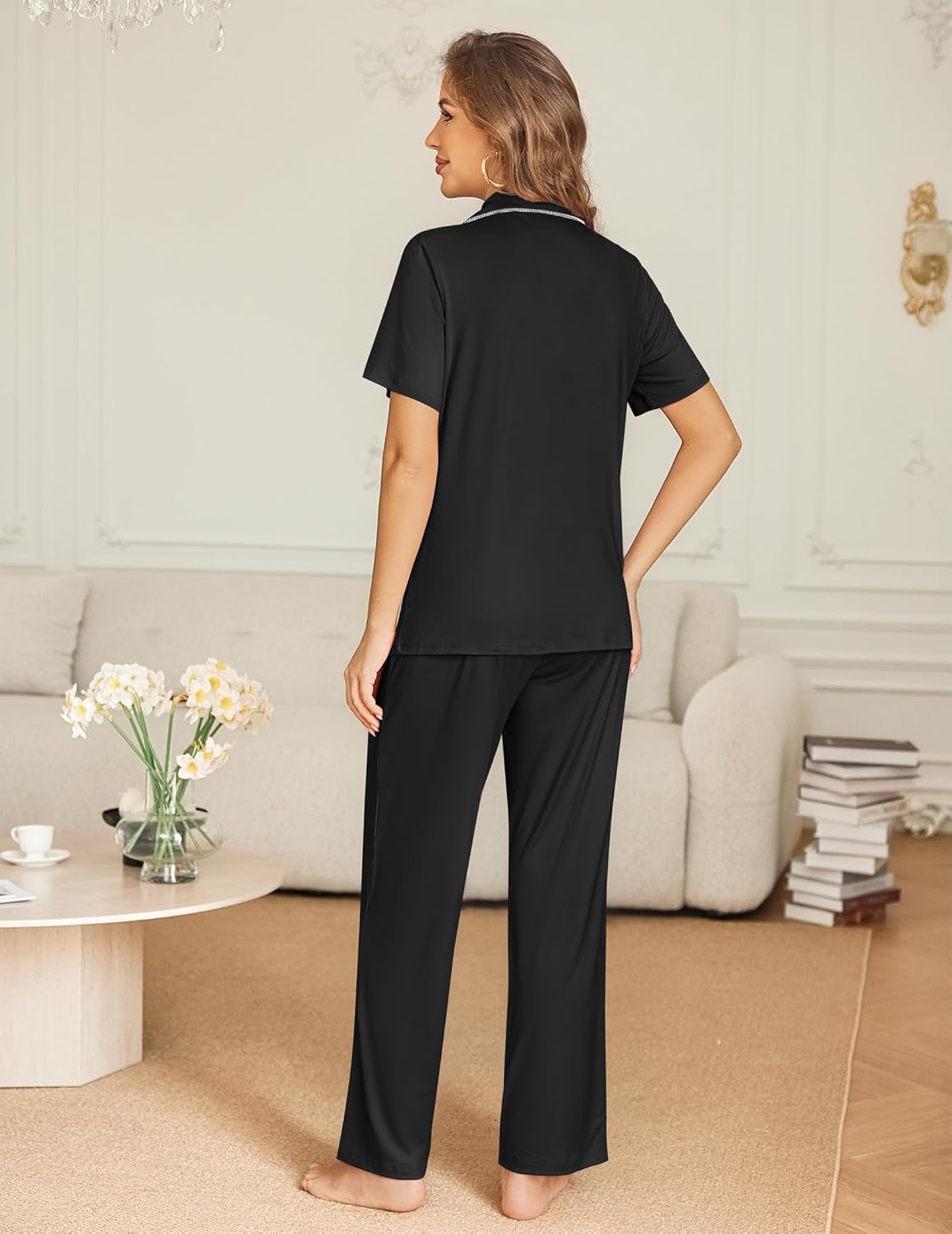Button Down Pjs 2 Piece Set Short Sleeve Sleepwear