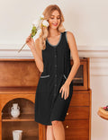 Button Down Sleep Shirts Tank Sleeveless Nightshirt