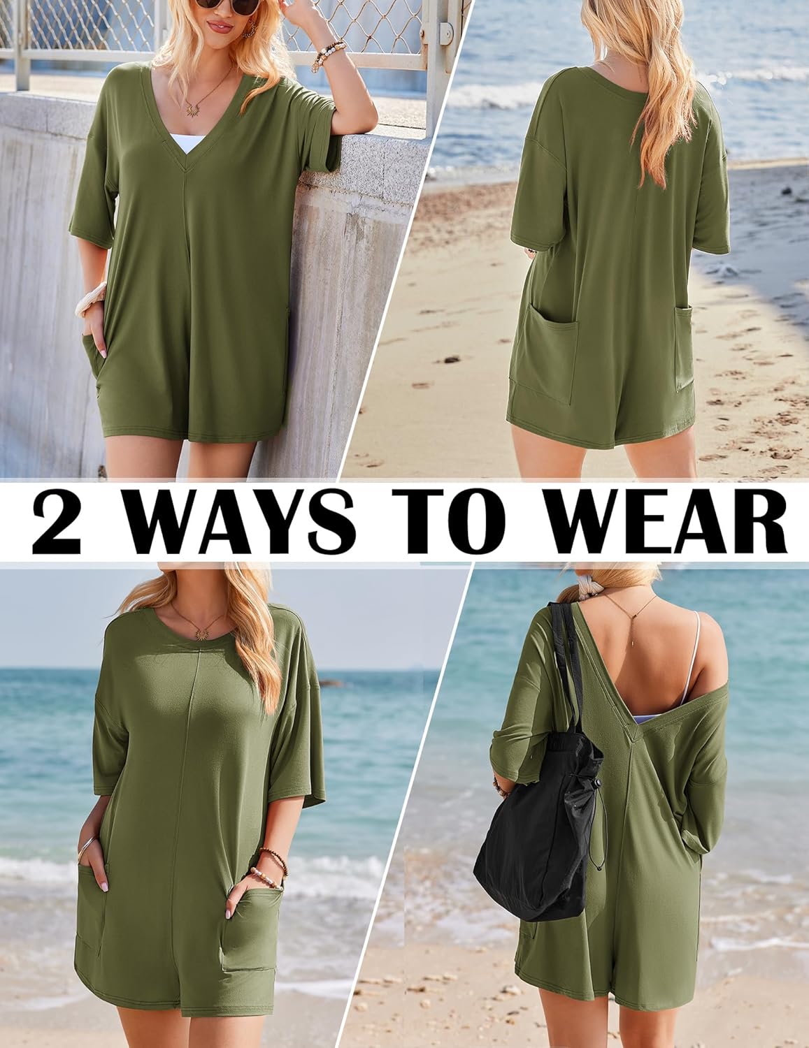 Rompers for Women Oversized Reversible Baggy T-shirt Jumpsuit