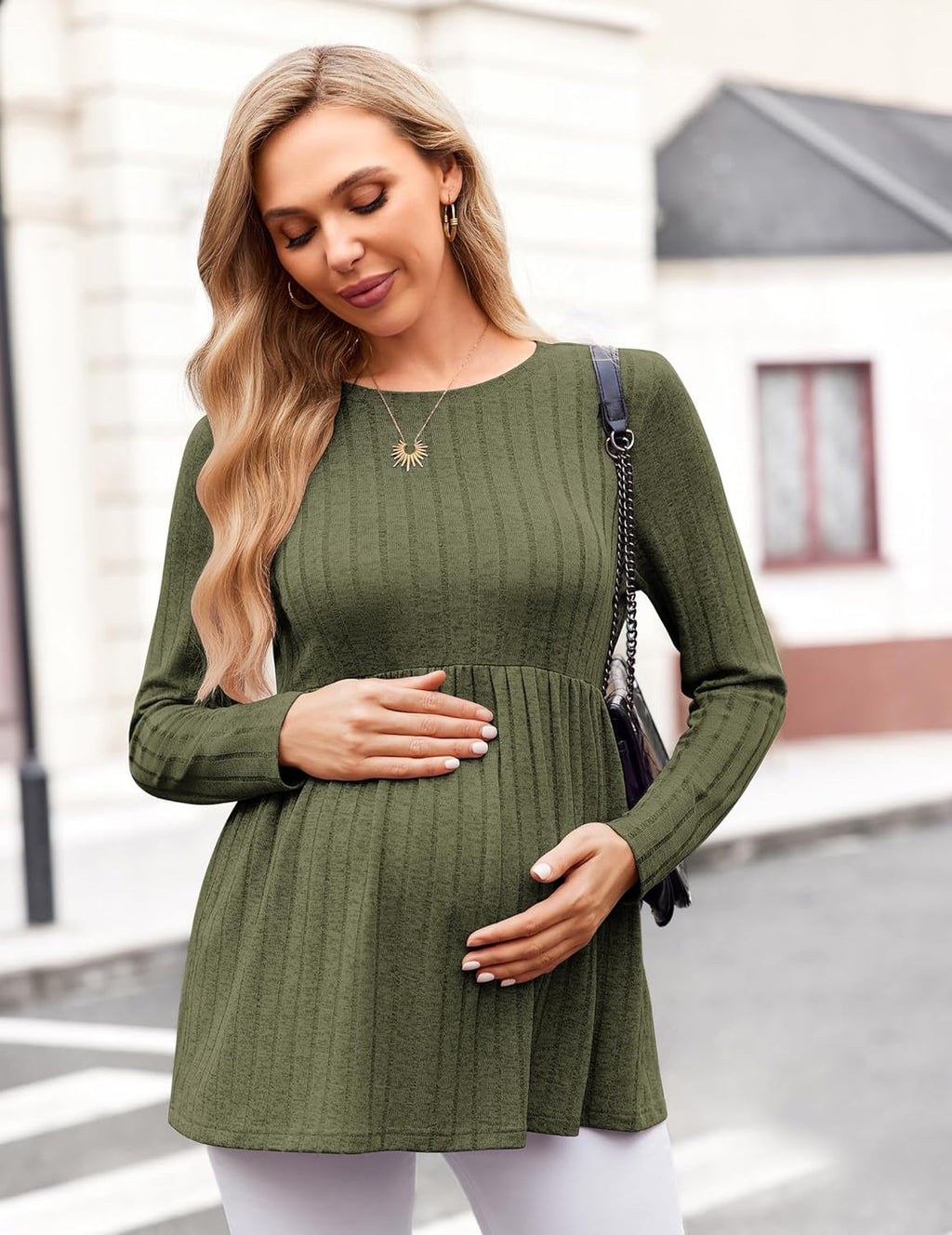 Maternity Tops Long Sleeve Tunic Blouses
