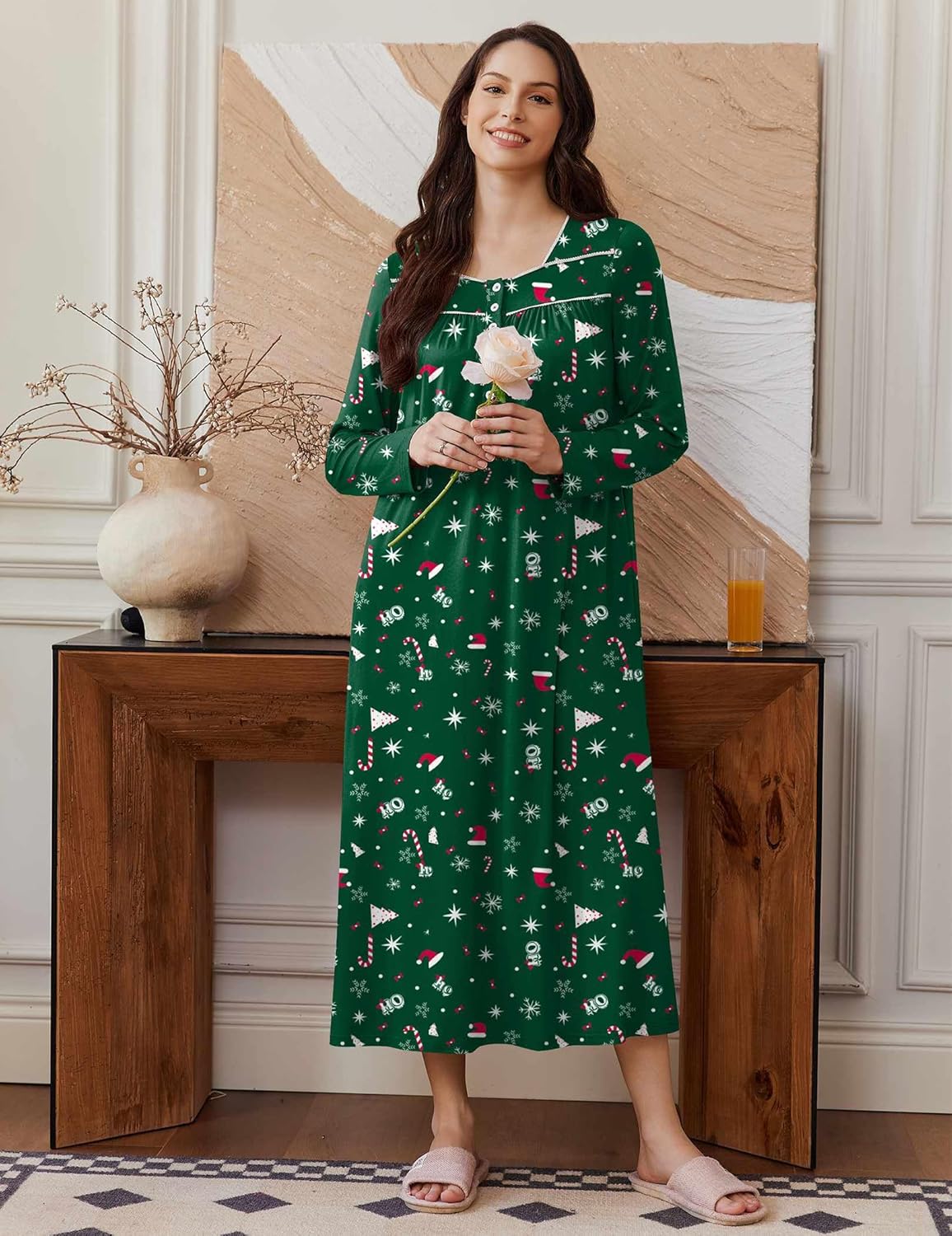 Long Sleep Shirts Henley Night Shirts Full Length Nightgown