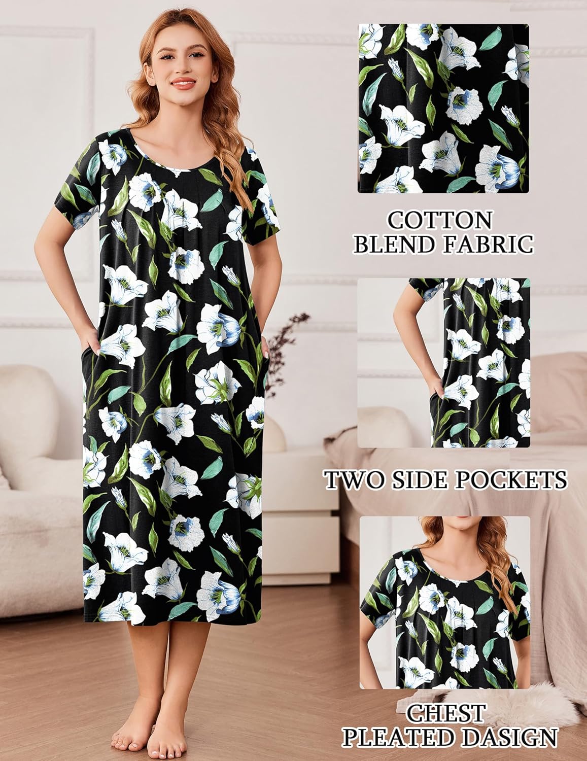 Cotton Nightgowns for Women Long House Dresses