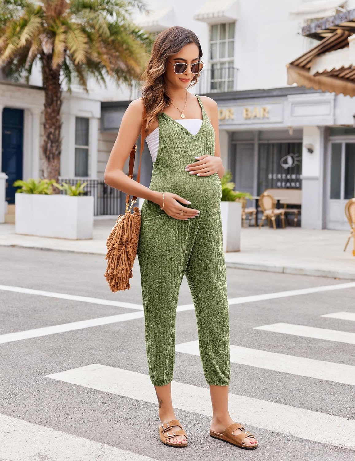 Jumpsuits for Women Sleeveless Ribbed Overall Jumpsuit Romper