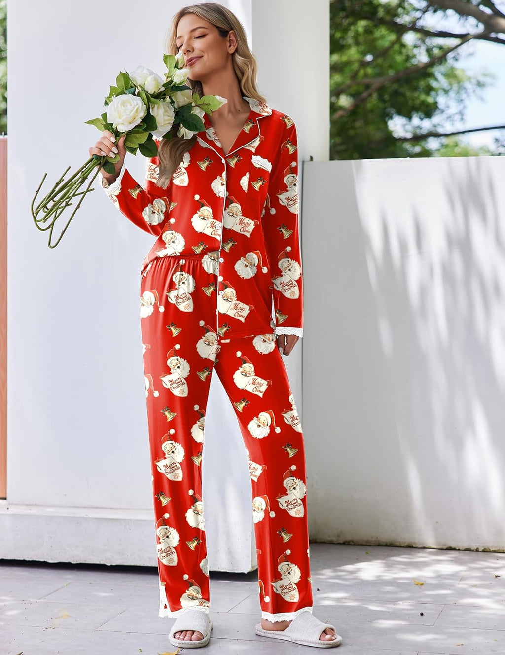 Pajamas Set Long Sleeve Button Down Lounge Set