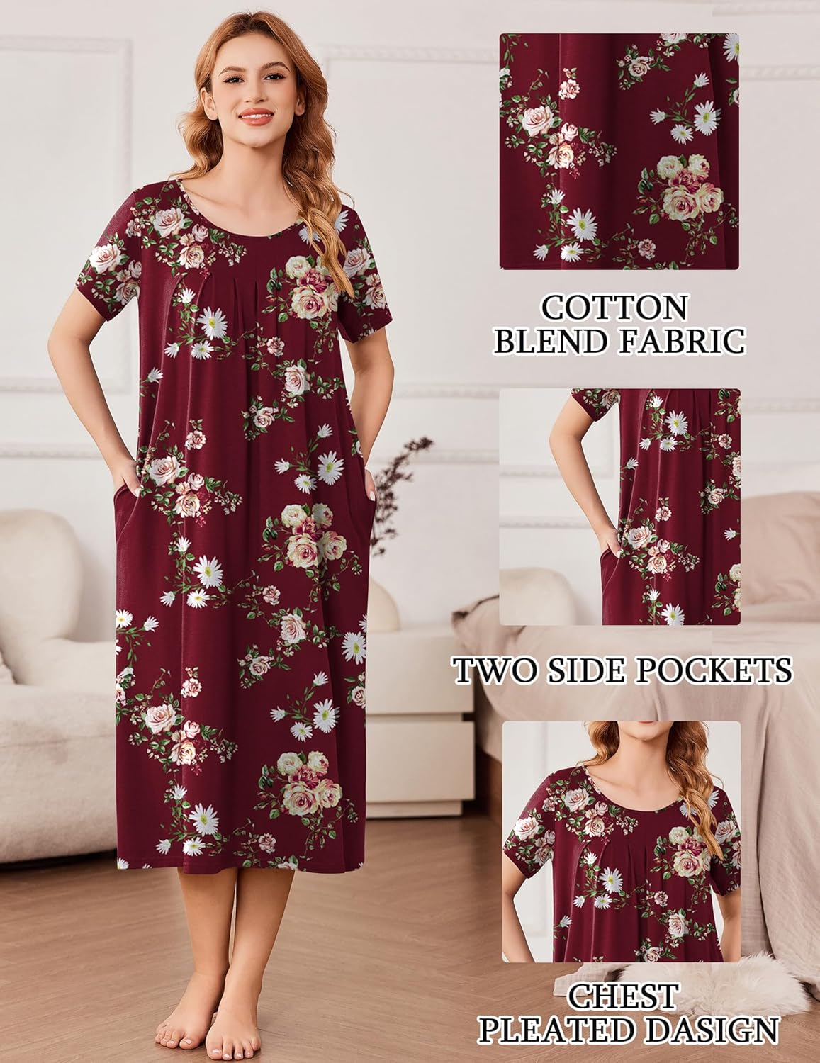 Cotton Nightgowns for Women Long House Dresses