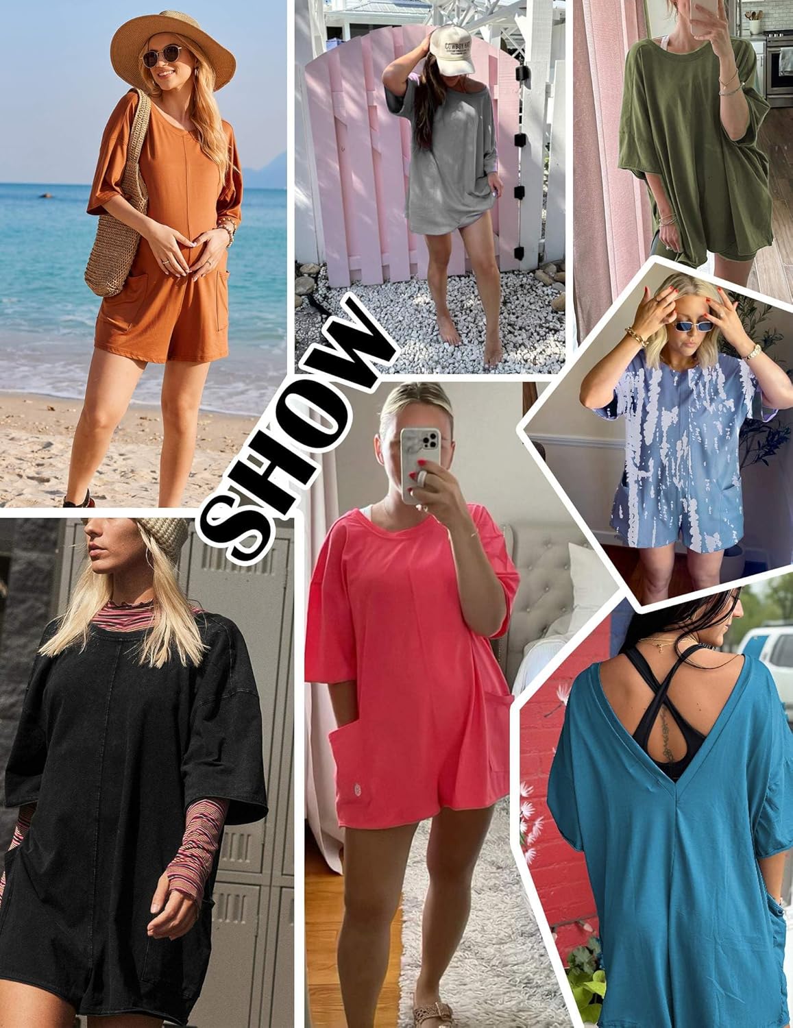 Rompers for Women Oversized Reversible Baggy T-shirt Jumpsuit