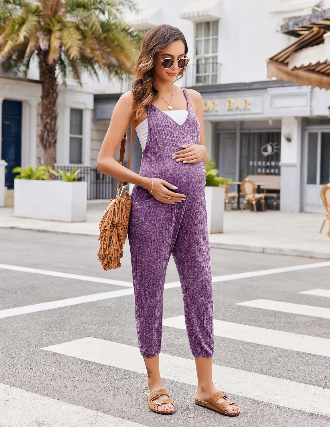 Jumpsuits for Women Sleeveless Ribbed Overall Jumpsuit Romper