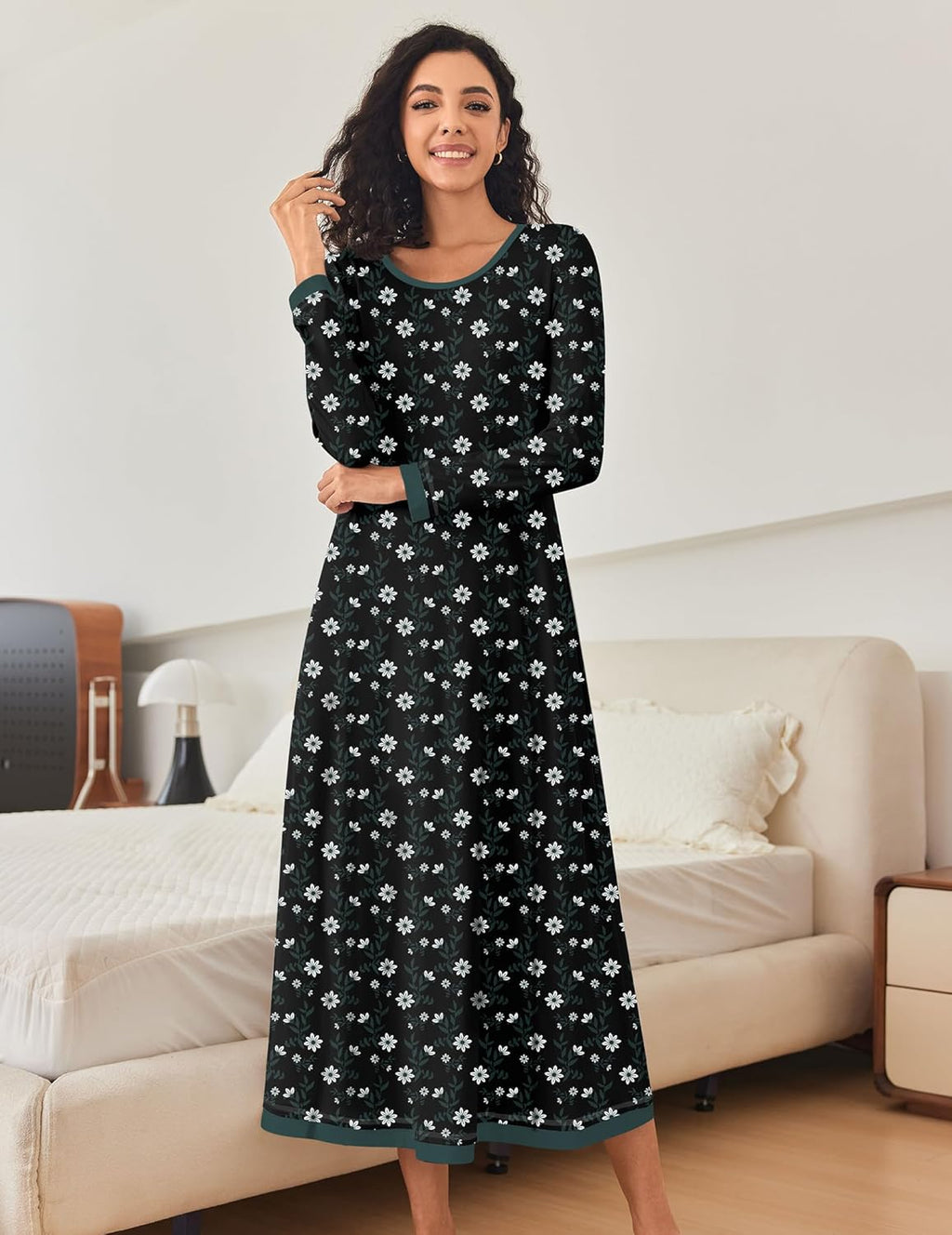 Nightgown Long Sleeve Full Length Long Nightshirt