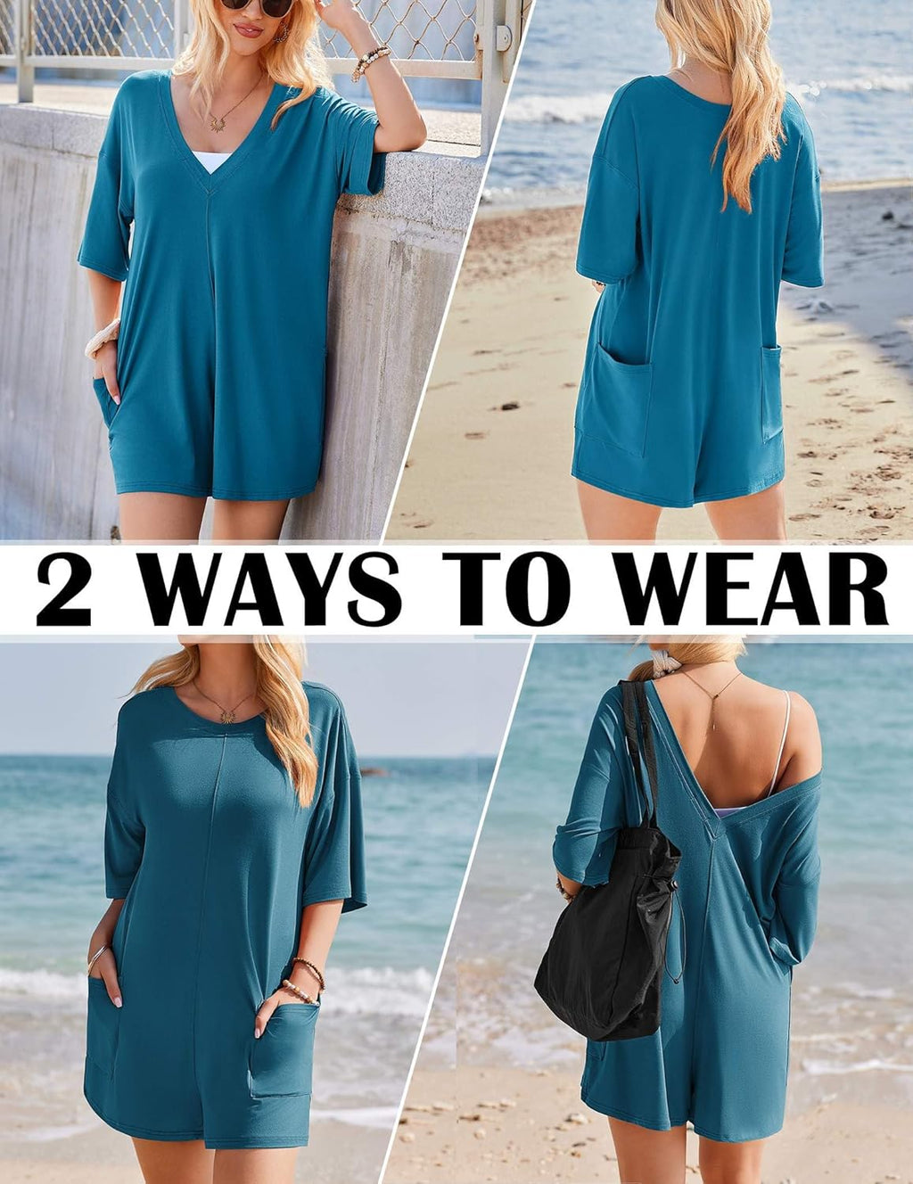 Rompers for Women Oversized Reversible Baggy T-shirt Jumpsuit