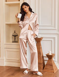 Silk Satin Pajamas Button Down Pjs Set Sleepwear