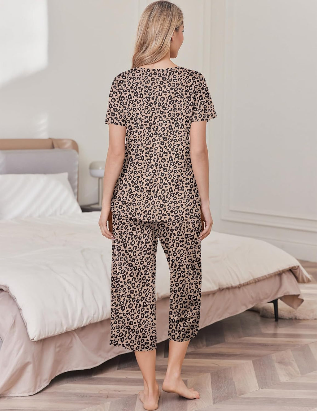 Pajama Sets Soft Cotton Pj Top with Capri Pants