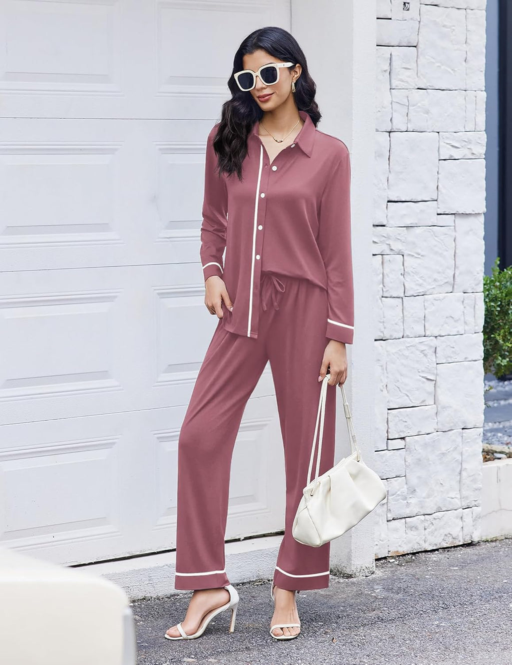 Pajama Sets Long Sleeve Soft Button Down Pjs 2 Piece Set
