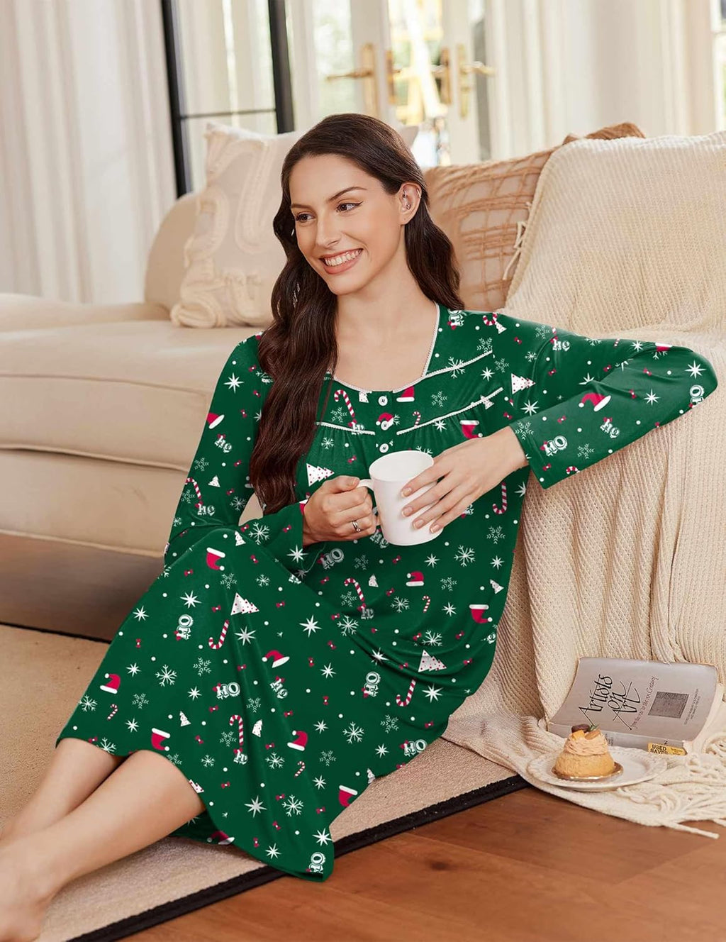 Long Sleep Shirts Henley Night Shirts Full Length Nightgown