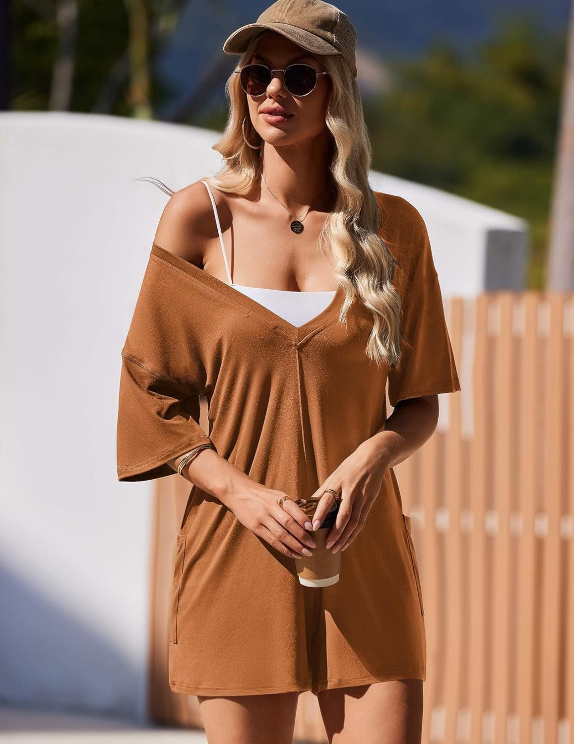 Rompers for Women Oversized Reversible Baggy T-shirt Jumpsuit