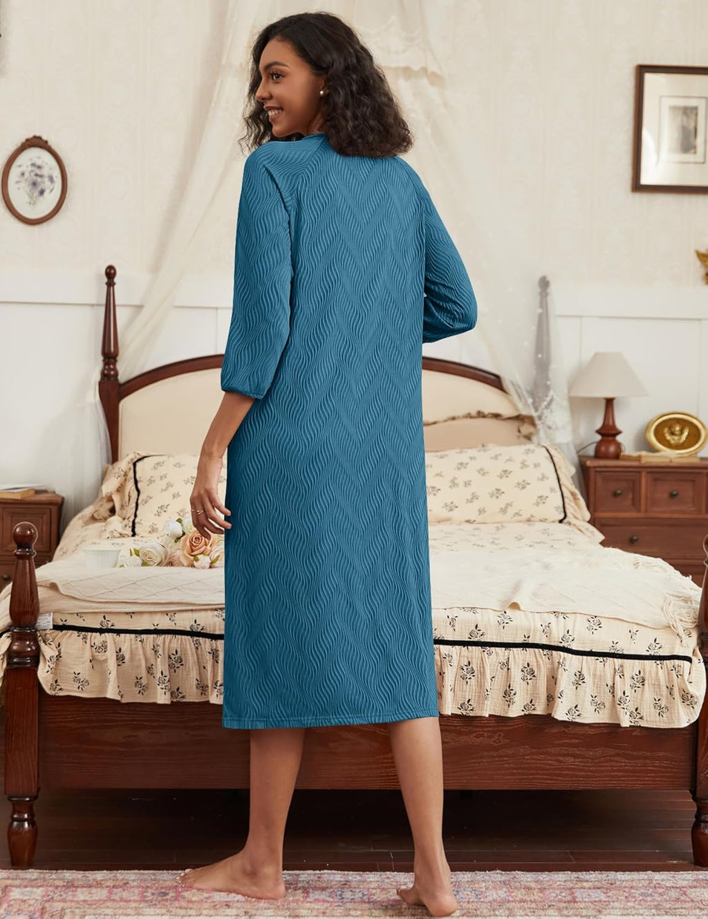 Zipper Robes for Women Ribbed Knit Bathrobe