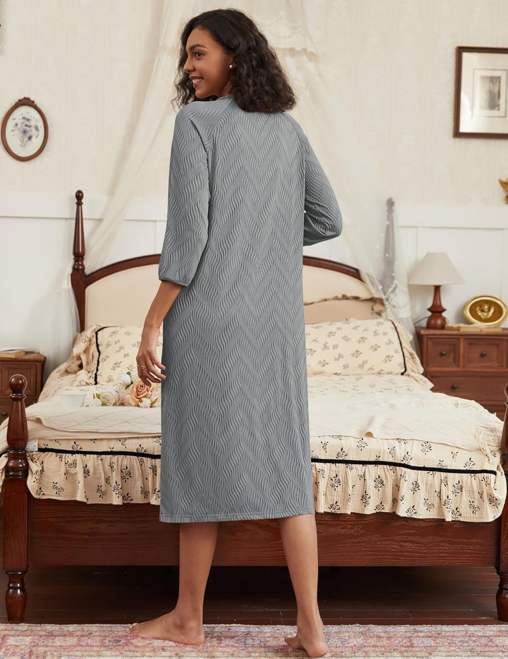 Zipper Robes for Women Ribbed Knit Bathrobe