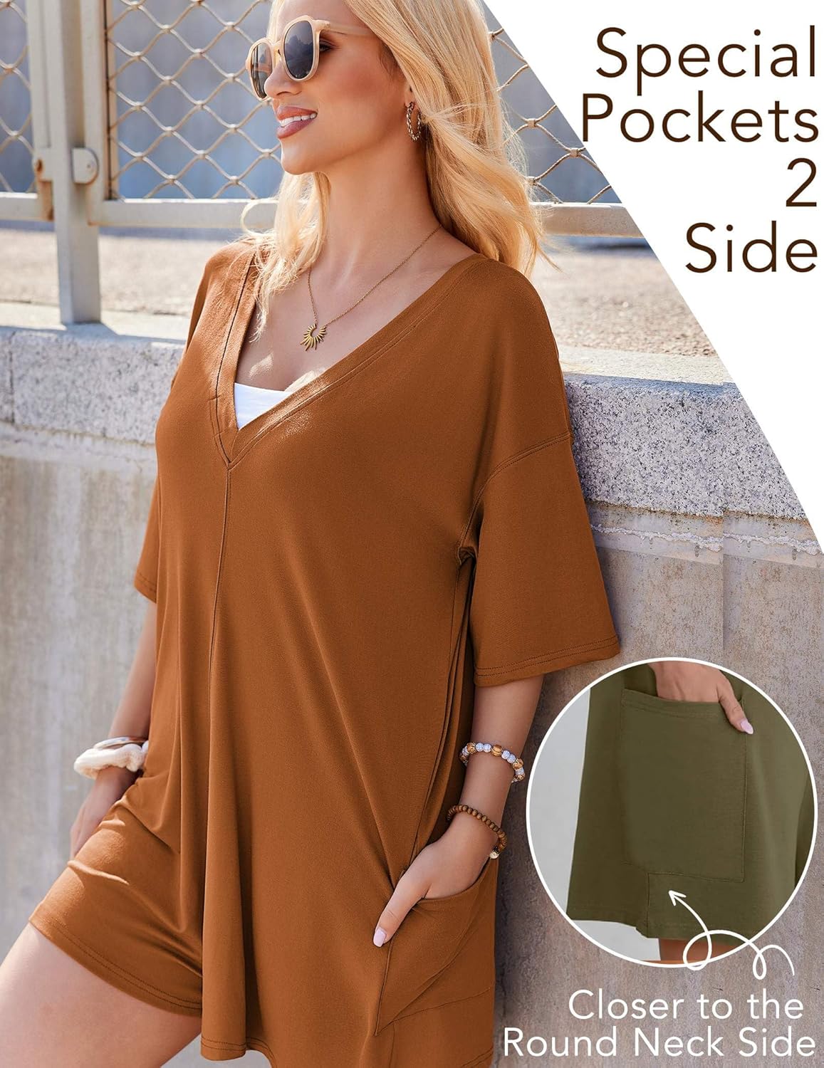Rompers for Women Oversized Reversible Baggy T-shirt Jumpsuit