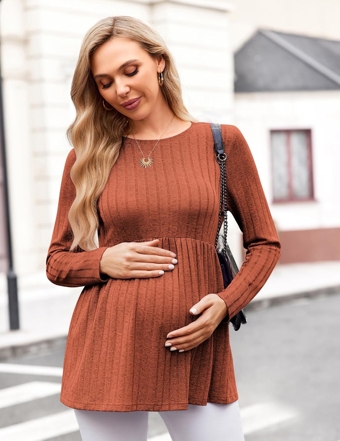 Maternity Tops Long Sleeve Tunic Blouses