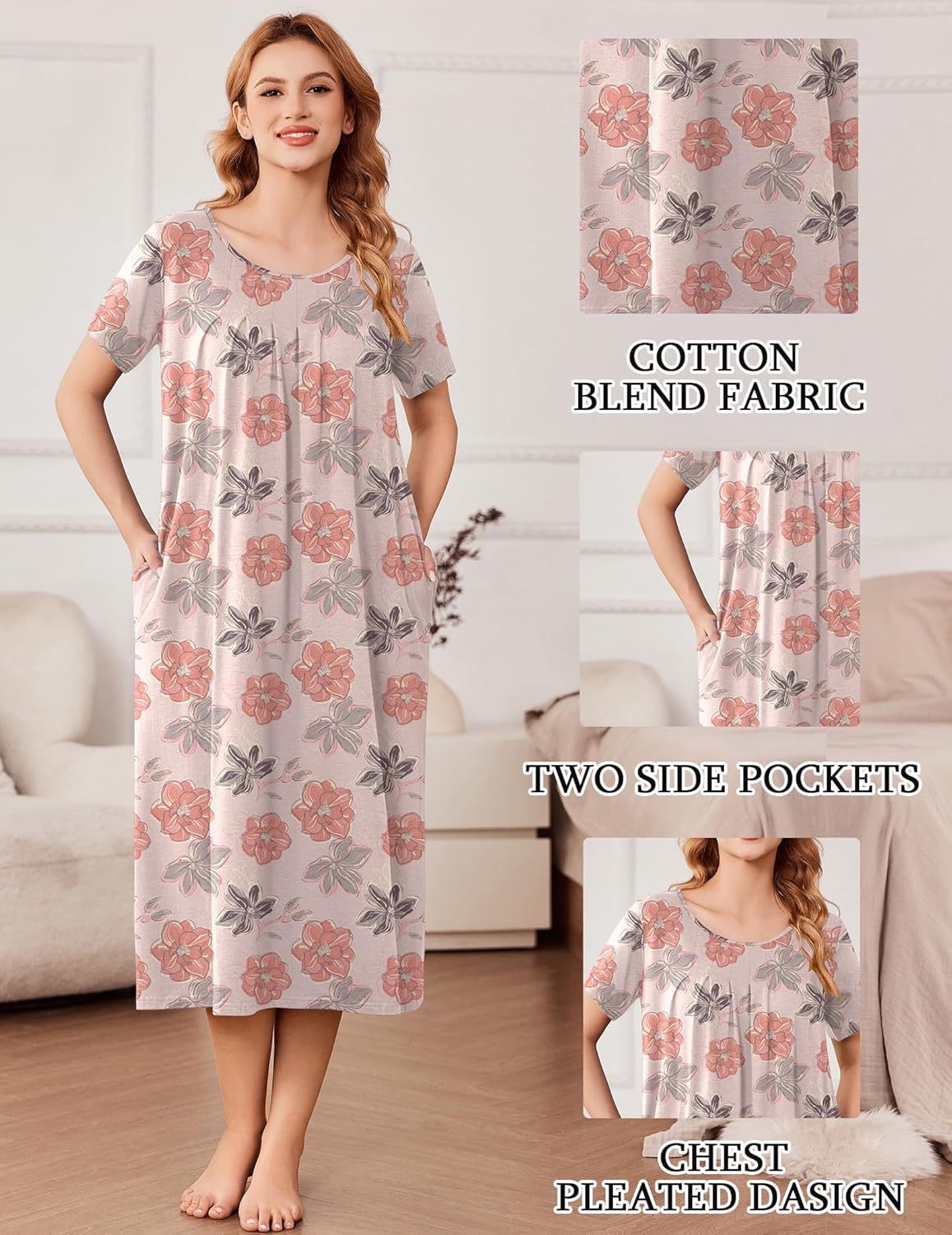 Cotton Nightgowns for Women Long House Dresses