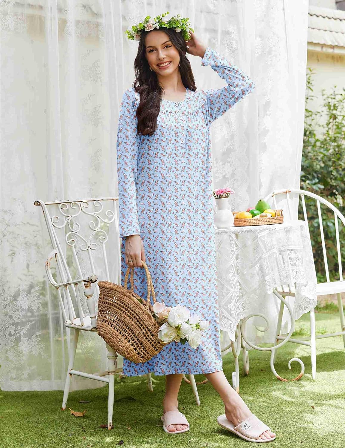 Long Sleep Shirts Henley Night Shirts Full Length Nightgown