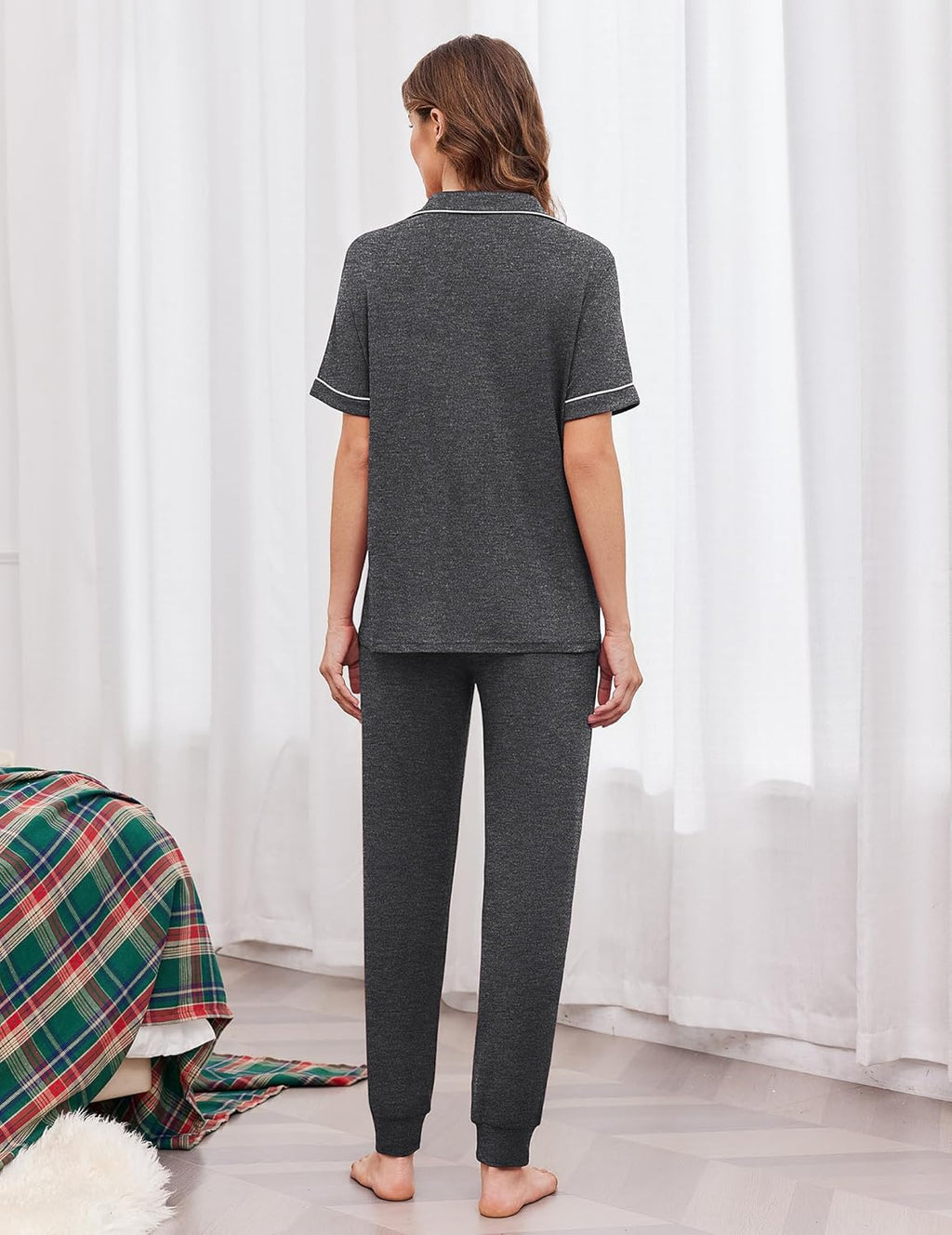 Button Down Pjs Soft Comfy Nightwear with Jogger Pants