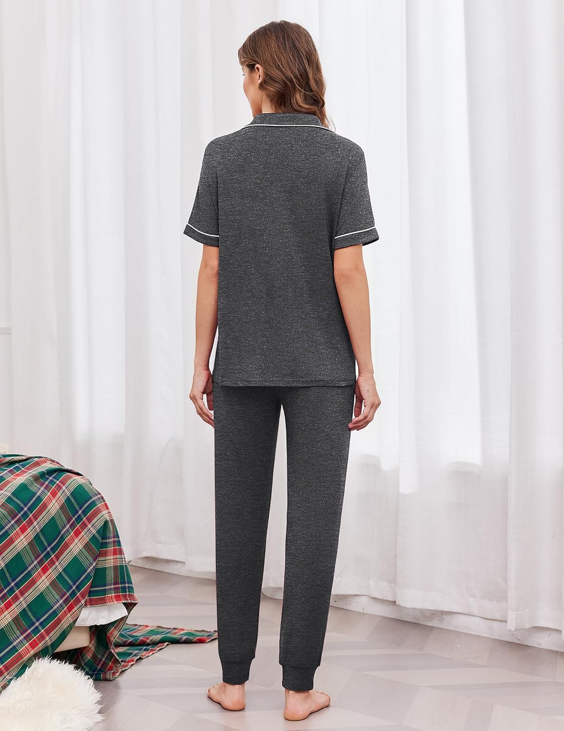 Button Down Pjs Soft Comfy Nightwear with Jogger Pants