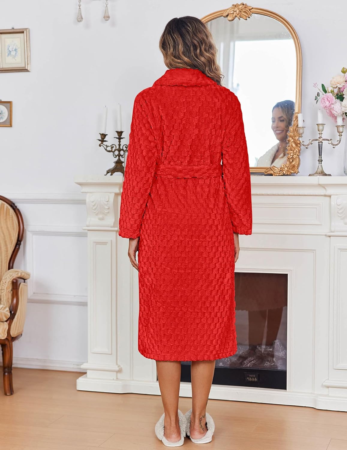 Plush Soft Bathrobe Jacquard Color Block Robes