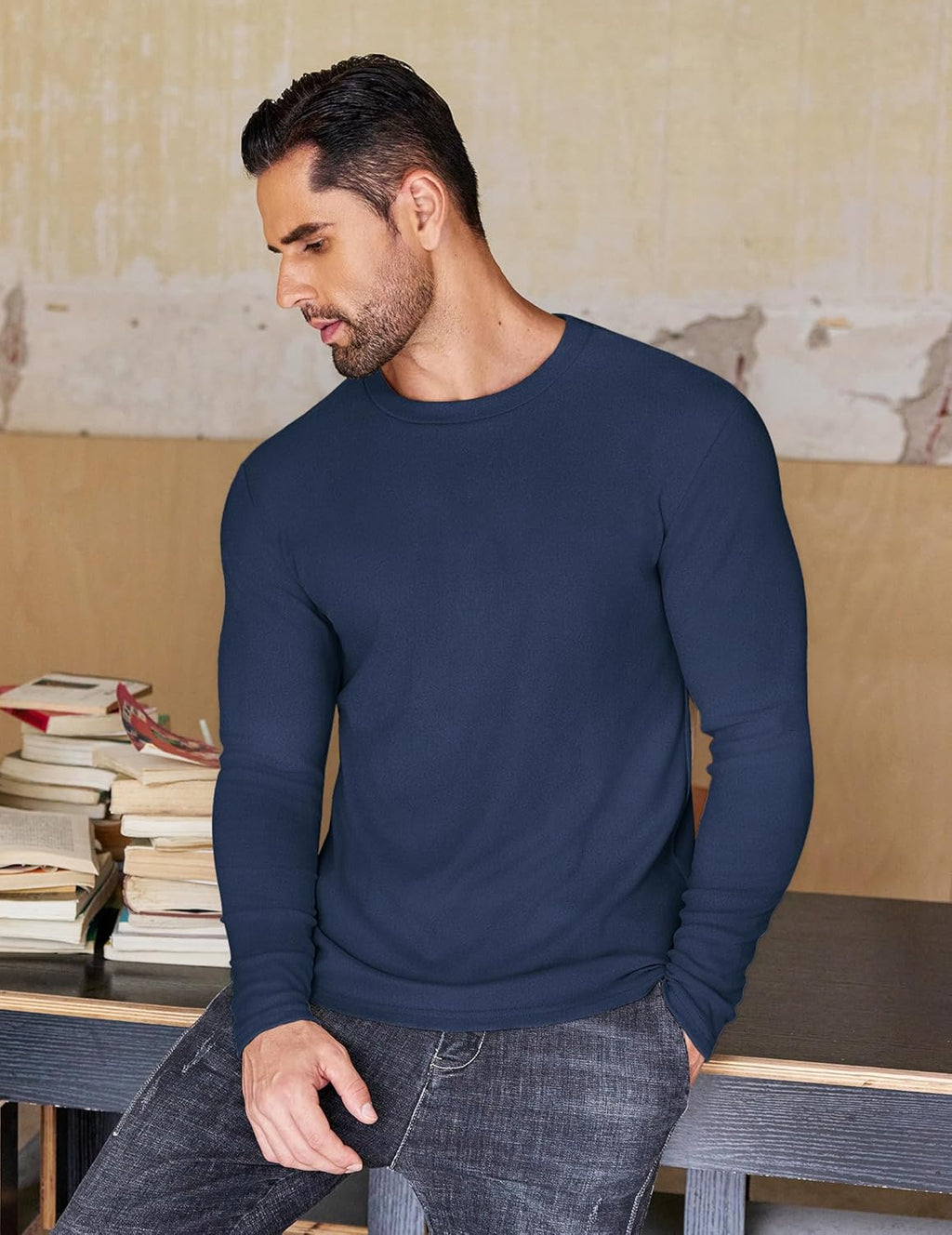 Mens Long Sleeve Fleece Thermal Sweatshirts