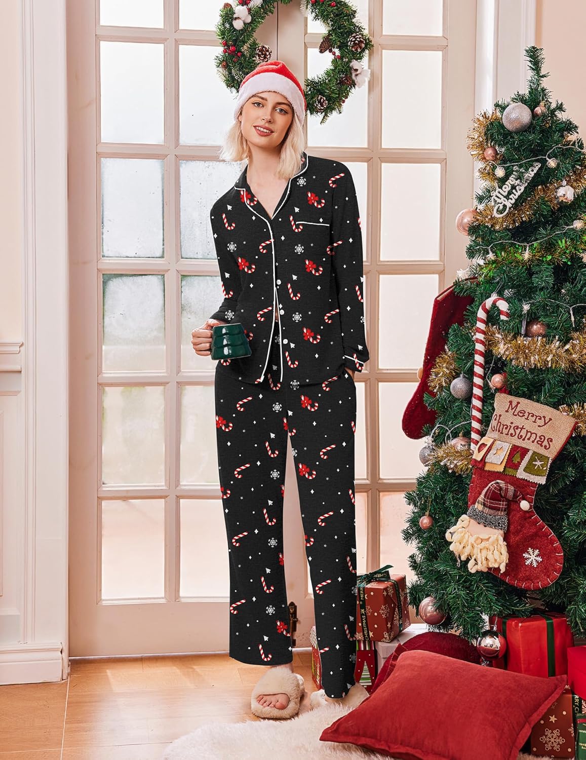 Women's Pajama Sets Long Sleeve Comfy Button Down Nightwear