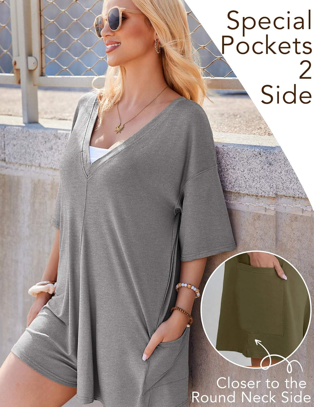 Rompers for Women Oversized Reversible Baggy T-shirt Jumpsuit